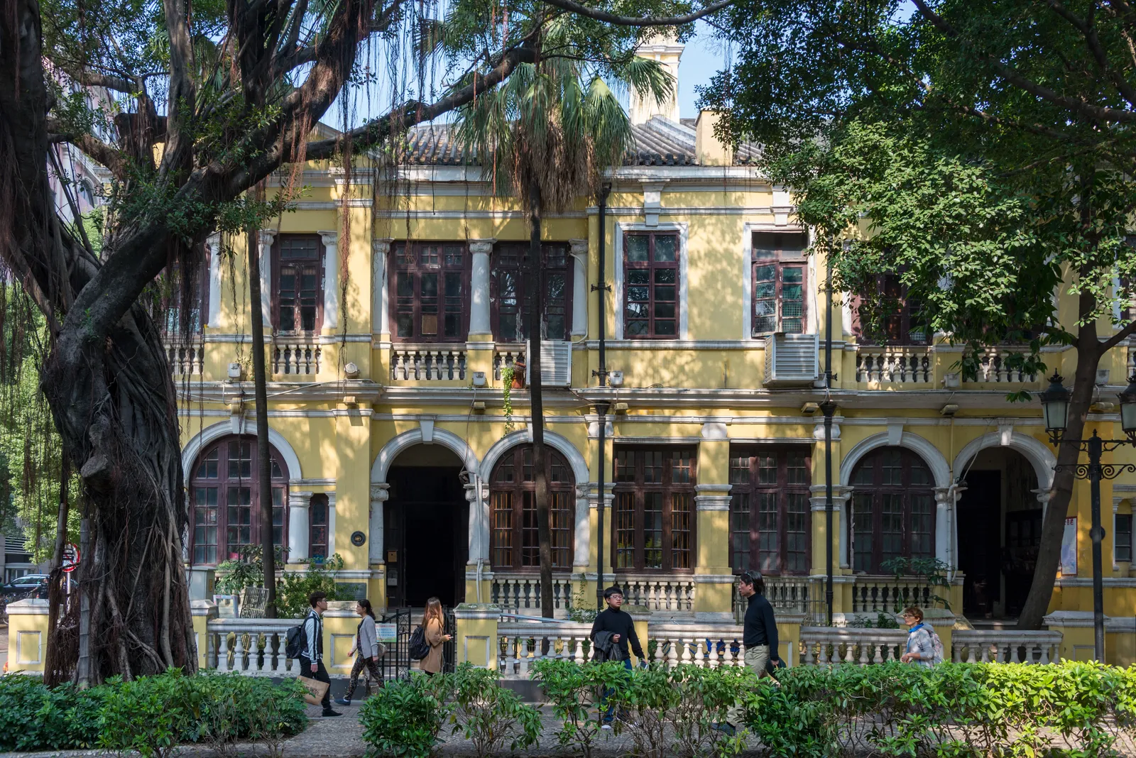 Colonial-era building under banyan trees on Shamian Island