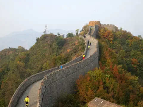 Huangyaguan Great Wall climbing a ridge in autumn colours