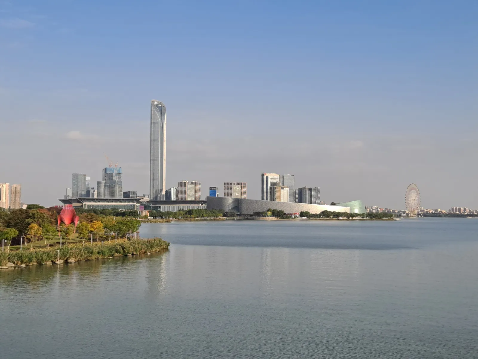 Jinji Lake with the Suzhou Industrial Park skyline beyond