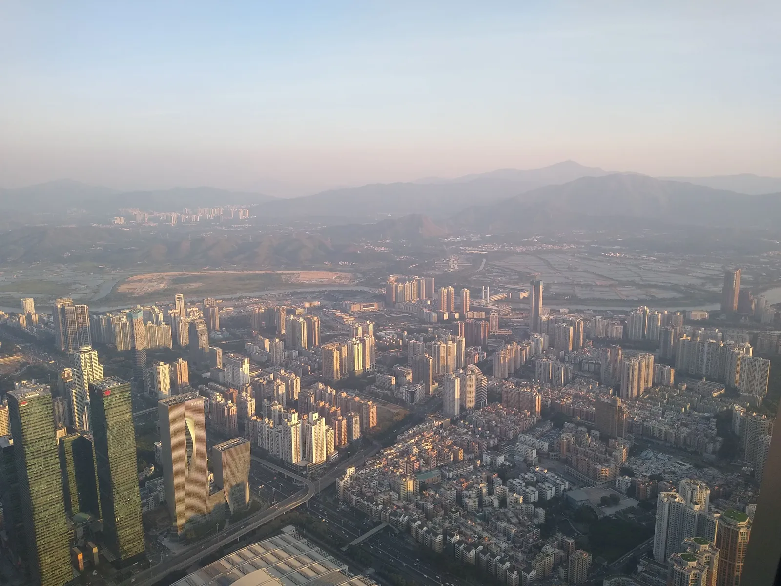 Shenzhen spread out below the Free Sky deck of Ping An Finance Centre