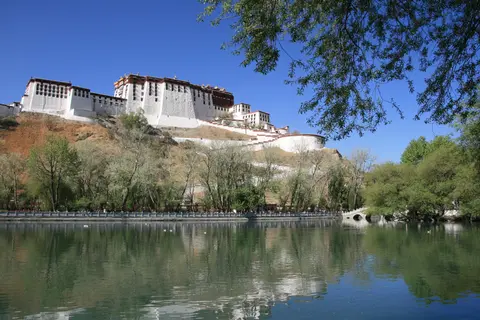 The Potala Palace reflected in the lake of Zongjiao Lukhang Park