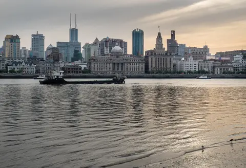 The Bund's historic waterfront buildings seen across the Huangpu River