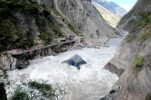 The Jinsha River roaring through Tiger Leaping Gorge