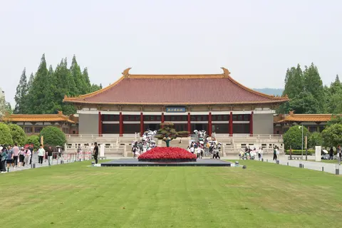 Main hall of the Nanjing Museum behind its lawn