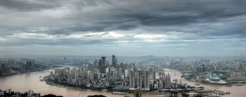 Yuzhong Peninsula and the two rivers seen from Nanshan