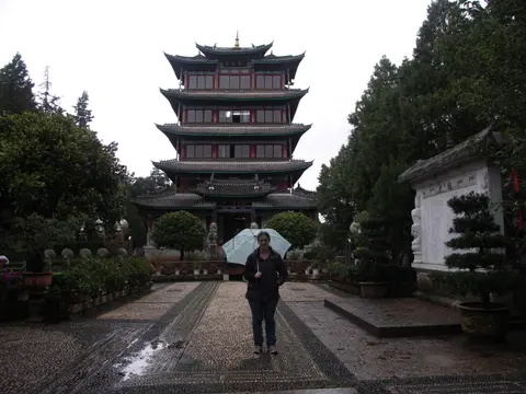 Wangu Tower rising on Lion Hill above Lijiang Old Town