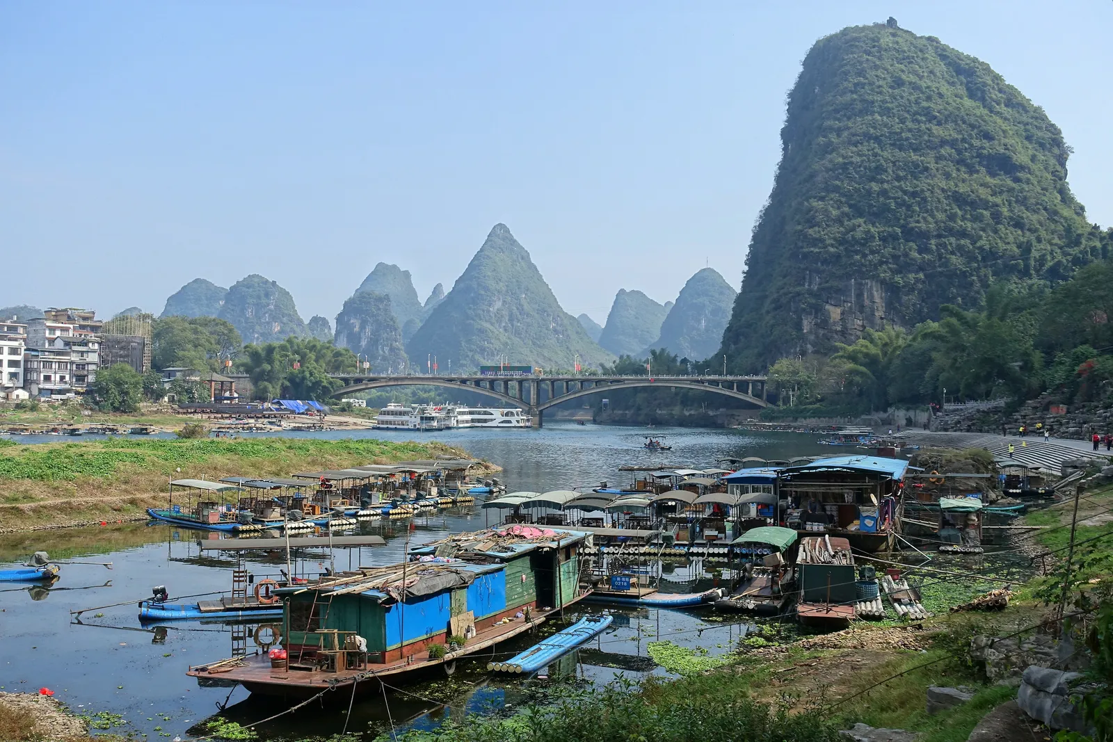 Li River winding between karst peaks near Yangshuo