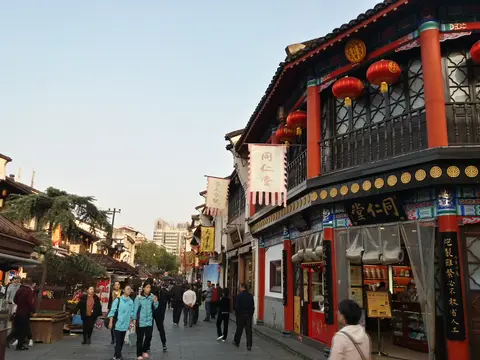 Traditional shopfronts along Hefang Street in old Hangzhou