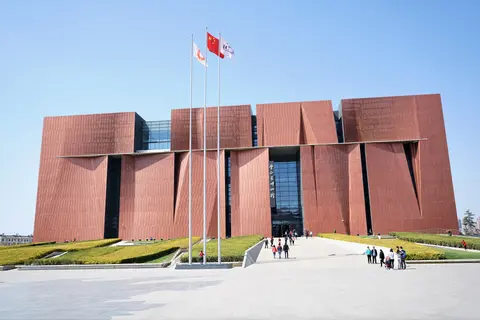 Front of the red-clad Yunnan Provincial Museum building