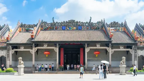 Front facade and carved roof ridges of the Chen Clan Academy