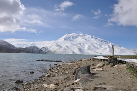 Karakul Lake beneath snow-capped Muztagh Ata