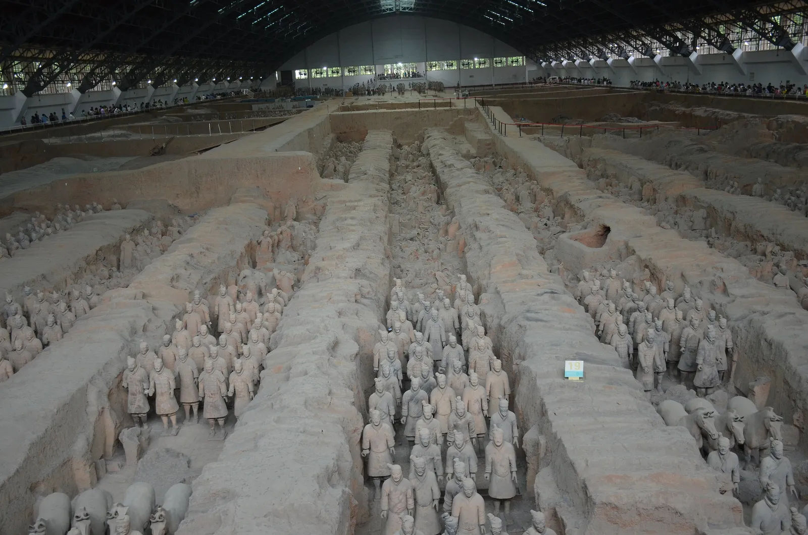 Rows of terracotta warriors in Pit 1 of the Terracotta Army museum