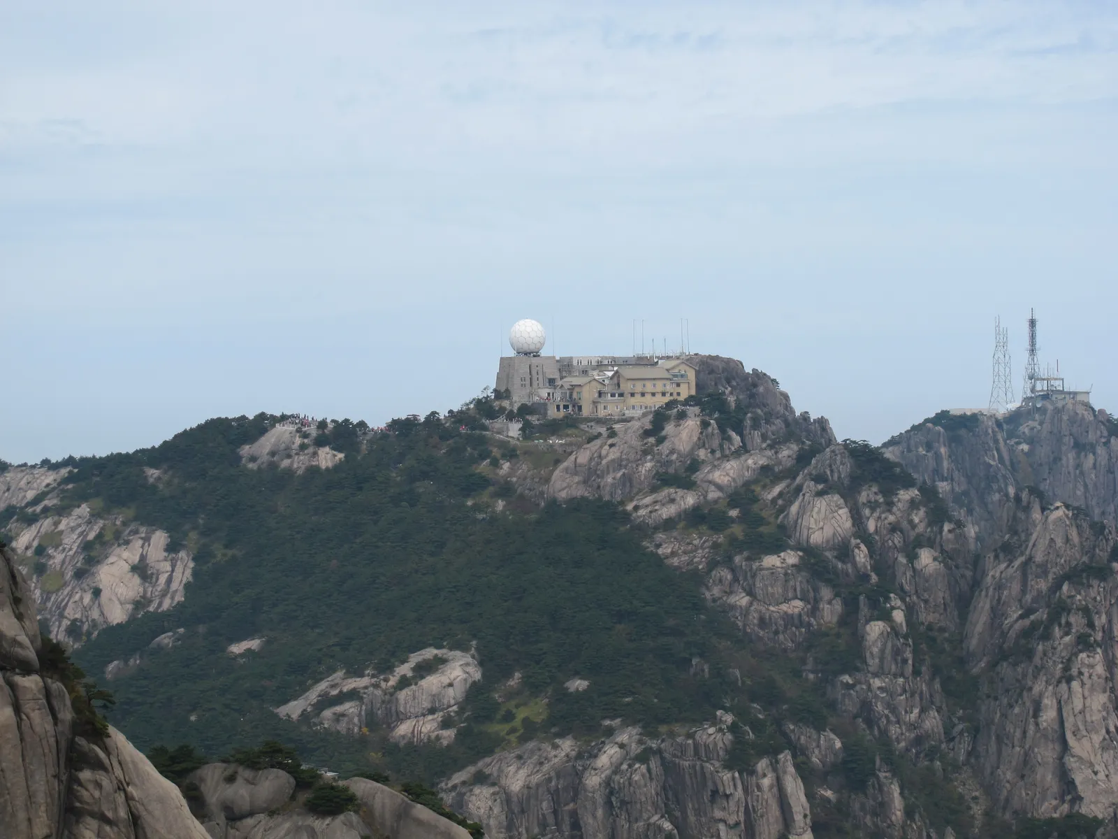 Bright Summit with its weather station dome above the ridges