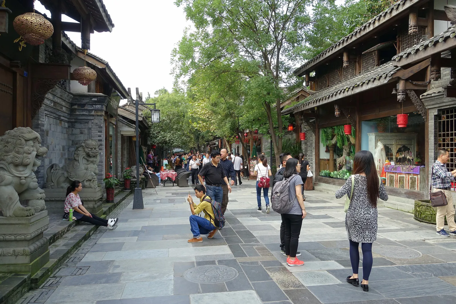 Stone-paved lane lined with old courtyard houses in Kuanzhai Alley