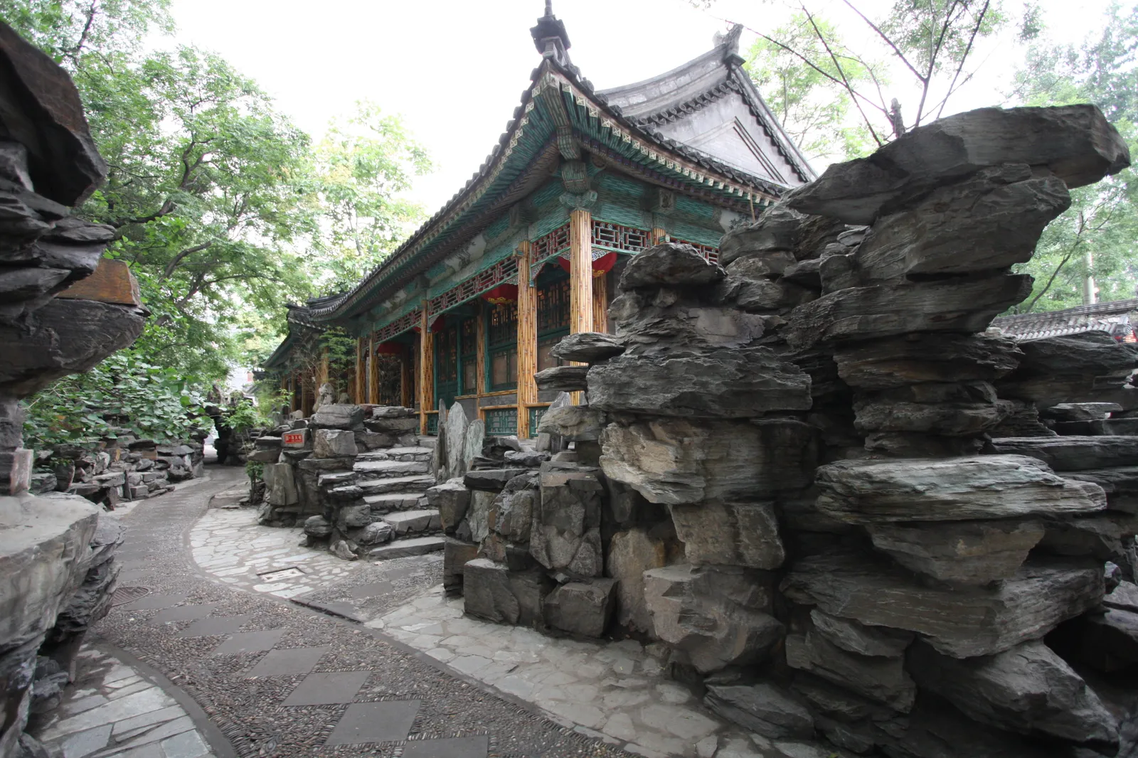 Rockery and painted pavilion in the garden of Prince Gong’s Mansion