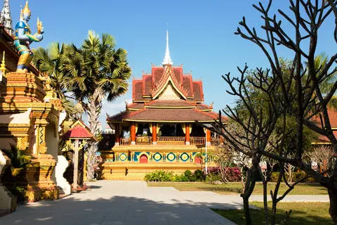 Tiered roofs of Xishuangbanna's main Buddhist temple in Jinghong