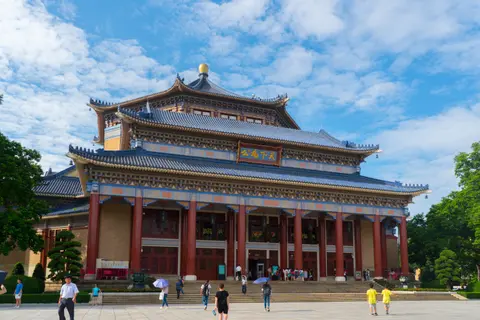 The octagonal blue-tiled roof of Guangzhou's Sun Yat-sen Memorial Hall