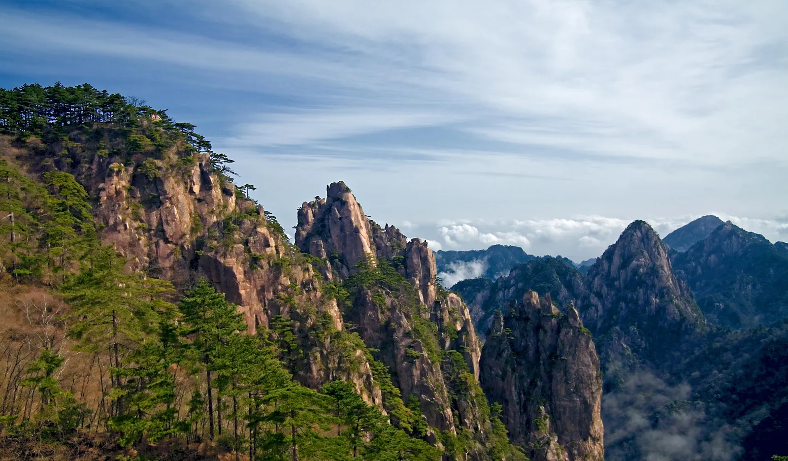 Granite peaks and pine-covered ridges of Mount Huangshan