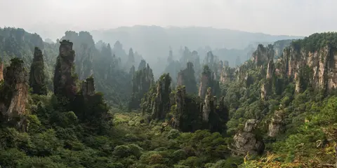 Panorama of the stone peak forest from Tianzi Mountain