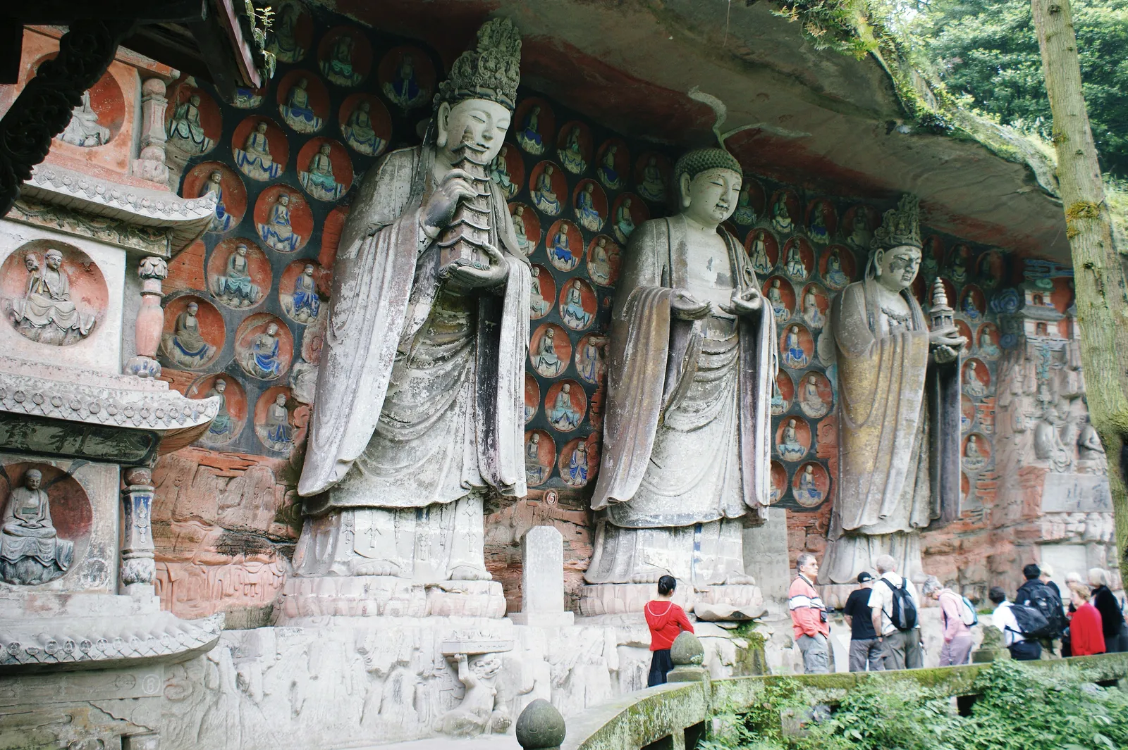 Painted cliff carvings of the Three Saints of Huayan at Baodingshan, Dazu