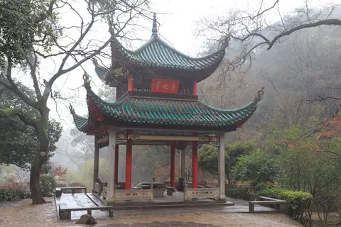 Aiwan Pavilion among trees on Yuelu Mountain