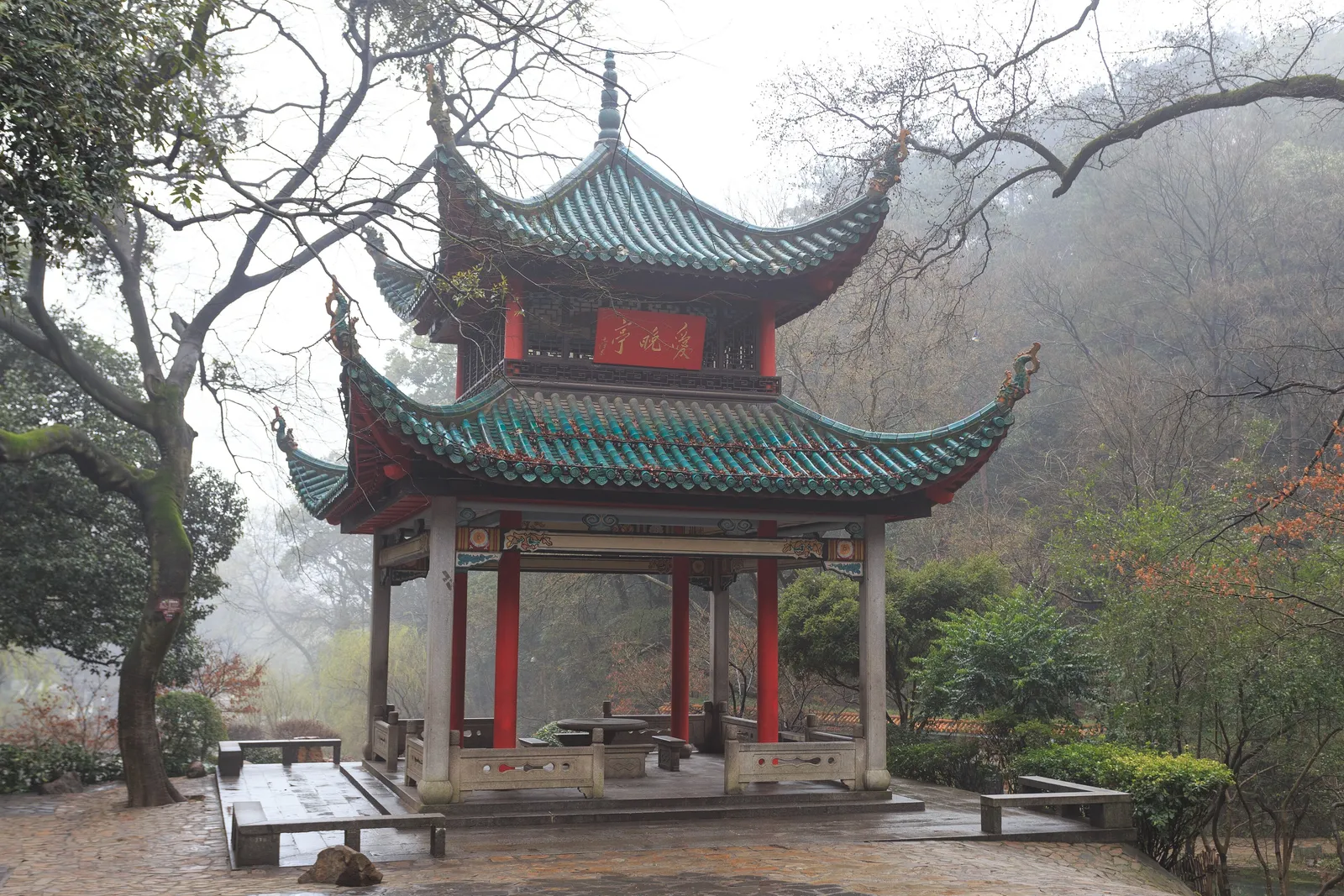 Aiwan Pavilion among trees on Yuelu Mountain